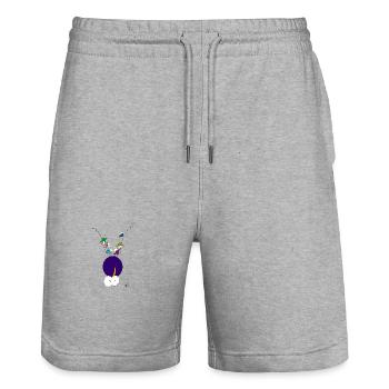 Fat Bird with Friends - Stanley/Stella Trainer Unisex Organic Jogging Shorts - heather grey - Front - Nik (191cm) & Marisol (170cm)