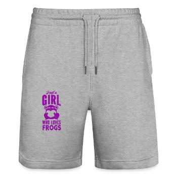 Frog - Amphibian Animal - Stanley/Stella Trainer Unisex Organic Jogging Shorts - heather grey - Front - Nik (191cm) & Marisol (170cm)