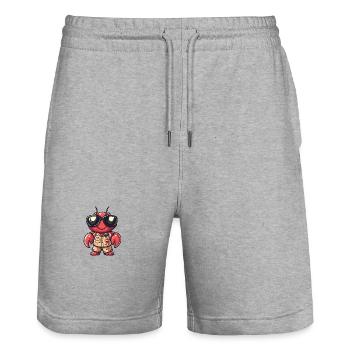 Lobster Crayfish Cool Summer - Stanley/Stella Trainer Unisex Organic Jogging Shorts - heather grey - Front - Nik (191cm) & Marisol (170cm)