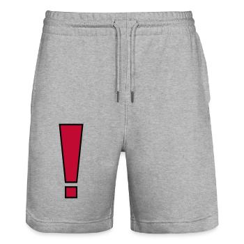 Exclamation mark - Stanley/Stella Trainer Unisex Organic Jogging Shorts - heather grey - Front - Nik (191cm) & Marisol (170cm)