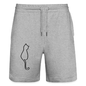 Cat - Stanley/Stella Trainer Unisex Organic Jogging Shorts - heather grey - Front - Nik (191cm) & Marisol (170cm)