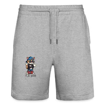 F.. k dich! - Stanley/Stella Unisex Bio Joggingshorts Trainer  - Grau meliert - Vorne - Nik (191cm) & Marisol (170cm)