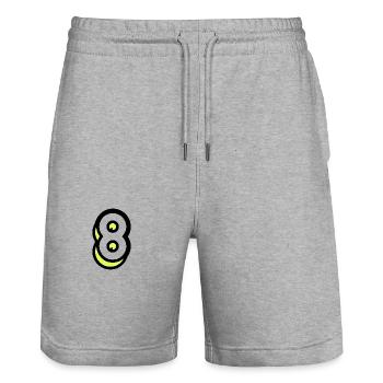 8 JAHRE. 8. JUBILÄUM. GEBURTSTAG 8 JAHRE - Stanley/Stella Unisex Bio Joggingshorts Trainer  - Grau meliert - Vorne - Nik (191cm) & Marisol (170cm)