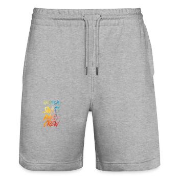 Swiss Party Crew Bunt Schweiz - Stanley/Stella Trainer Unisex Organic Jogging Shorts - heather grey - Front - Nik (191cm) & Marisol (170cm)