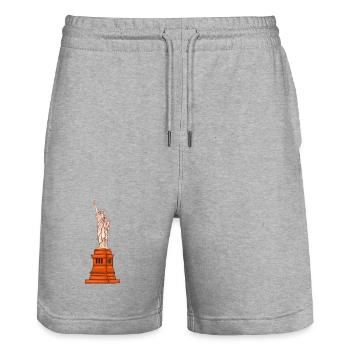 Dress up in the Charm of Paris, the Eiffel Tower - Stanley/Stella Trainer Unisex Organic Jogging Shorts - heather grey - Front - Nik (191cm) & Marisol (170cm)