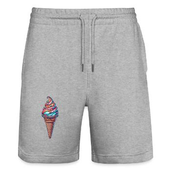 farbenfrohe Eiskreation in lebendigen Farben - Stanley/Stella Unisex Bio Joggingshorts Trainer  - Grau meliert - Vorne - Nik (191cm) & Marisol (170cm)