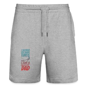 Football Dad - Stanley/Stella Trainer Unisex Organic Jogging Shorts - heather grey - Front - Nik (191cm) & Marisol (170cm)
