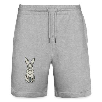 Geometrischer Hase Low Poly Modern - Stanley/Stella Unisex Bio Joggingshorts Trainer  - Grau meliert - Vorne - Nik (191cm) & Marisol (170cm)