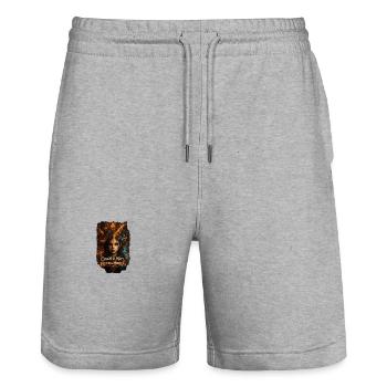 Chaos im Kopf. Feuer im Herzen - Stanley/Stella Unisex Bio Joggingshorts Trainer  - Grau meliert - Vorne - Nik (191cm) & Marisol (170cm)