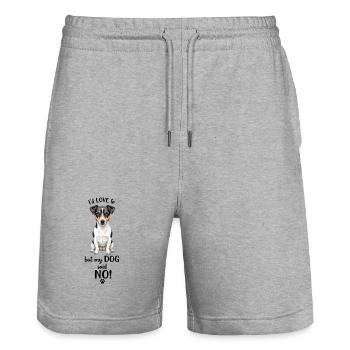 I’d Love To But My Jack Russel Said No! - Stanley/Stella Trainer Unisex Organic Jogging Shorts - heather grey - Front - Nik (191cm) & Marisol (170cm)