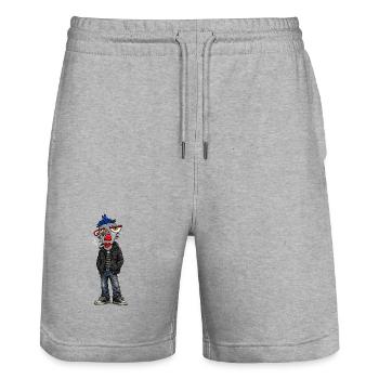 Head punk: Blue Mohican in jeans - Stanley/Stella Trainer Unisex Organic Jogging Shorts - heather grey - Front - Nik (191cm) & Marisol (170cm)