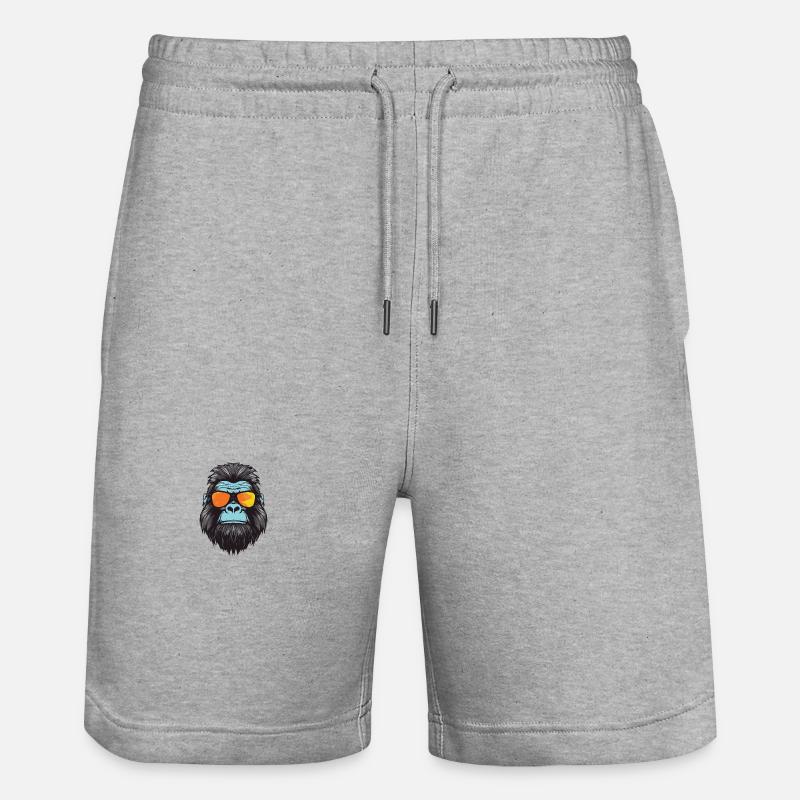 Gorilla Head Cool - Stanley/Stella Trainer Unisex Organic Jogging Shorts - heather grey