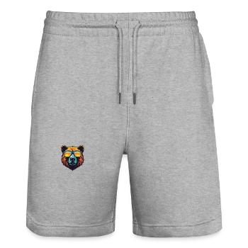 Fête de la tête froide de l’ours - Short de jogging bio TRAINER Stanley/Stella unisexe - gris chiné - Devant - Nik (191cm) & Marisol (170cm)