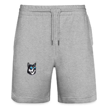 Husky Hund Cool Kopf Party - Stanley/Stella Unisex Bio Joggingshorts Trainer  - Grau meliert - Vorne - Nik (191cm) & Marisol (170cm)