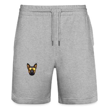 Schäferhund Hund Cool Kopf Party - Stanley/Stella Unisex Bio Joggingshorts Trainer  - Grau meliert - Vorne - Nik (191cm) & Marisol (170cm)