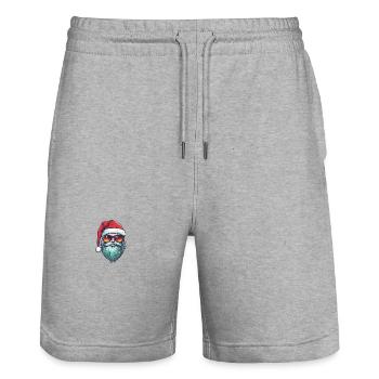 Santa Claus Cool Christmas - Stanley/Stella Trainer Unisex Organic Jogging Shorts - heather grey - Front - Nik (191cm) & Marisol (170cm)