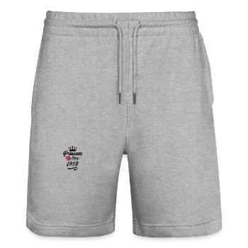 1958 Princess Birthday - Stanley/Stella Trainer Unisex Organic Jogging Shorts - heather grey - Front - Nik (191cm) & Marisol (170cm)