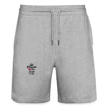 2026 Prinzessin Geburtstag - Stanley/Stella Unisex Bio Joggingshorts Trainer  - Grau meliert - Vorne - Nik (191cm) & Marisol (170cm)