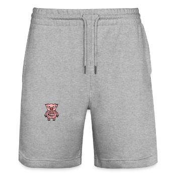 Pig Halloween Animal - Stanley/Stella Trainer Unisex Organic Jogging Shorts - heather grey - Front - Nik (191cm) & Marisol (170cm)