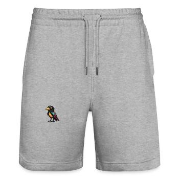 Rabe Krähe Halloween Tier - Stanley/Stella Unisex Bio Joggingshorts Trainer  - Grau meliert - Vorne - Nik (191cm) & Marisol (170cm)