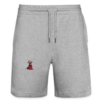 Dobermann Hund Weihnachten Comic - Stanley/Stella Unisex Bio Joggingshorts Trainer  - Grau meliert - Vorne - Nik (191cm) & Marisol (170cm)
