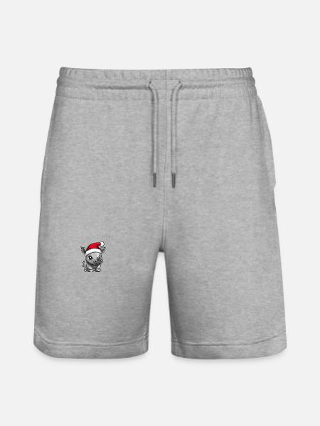 Rhino Christmas Cute - Stanley/Stella Trainer Unisex Organic Jogging Shorts - heather grey