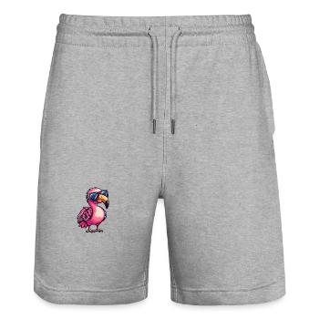 Vacances de bande dessinée Flamingo - Short de jogging bio TRAINER Stanley/Stella unisexe - gris chiné - Devant - Nik (191cm) & Marisol (170cm)