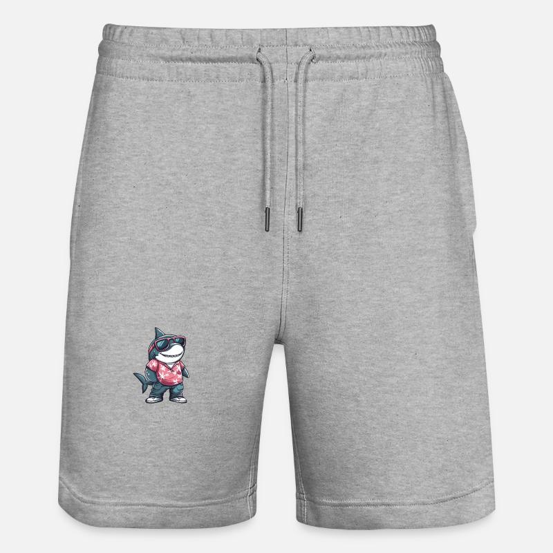 Shark Comic Cool Summer - Stanley/Stella Trainer Unisex Organic Jogging Shorts - heather grey