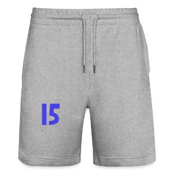 ANNIVERSARY. HAPPY BIRTHDAY. HAPPY BIRTHDAY. - Stanley/Stella Trainer Unisex Organic Jogging Shorts - heather grey - Front - Nik (191cm) & Marisol (170cm)