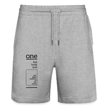 One Live Body Soul But Many Chances To Try Again - Stanley/Stella Trainer Unisex Organic Jogging Shorts - heather grey - Front - Nik (191cm) & Marisol (170cm)