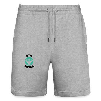 GYM Lover Fitnessstudio Trainieren Muskeln - Stanley/Stella Unisex Bio Joggingshorts Trainer  - Grau meliert - Vorne - Nik (191cm) & Marisol (170cm)