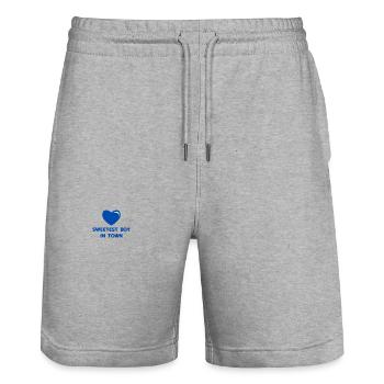 SWEETEST BOY IN TOWN - Stanley/Stella Unisex Bio Joggingshorts Trainer  - Grau meliert - Vorne - Nik (191cm) & Marisol (170cm)