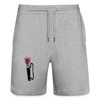 Archery quiver and arrows design by Patjila - Stanley/Stella Trainer Unisex Organic Jogging Shorts - heather grey - Front - Nik (191cm) & Marisol (170cm)