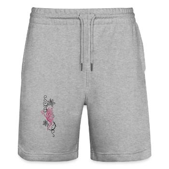 Butterfly with tribal ornament and flowers. - Stanley/Stella Trainer Unisex Organic Jogging Shorts - heather grey - Front - Nik (191cm) & Marisol (170cm)