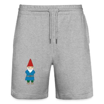 garden gnome - Stanley/Stella Trainer Unisex Organic Jogging Shorts - heather grey - Front - Nik (191cm) & Marisol (170cm)