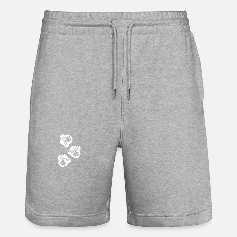 Monkey Cool Head - Stanley/Stella Trainer Unisex Organic Jogging Shorts - heather grey