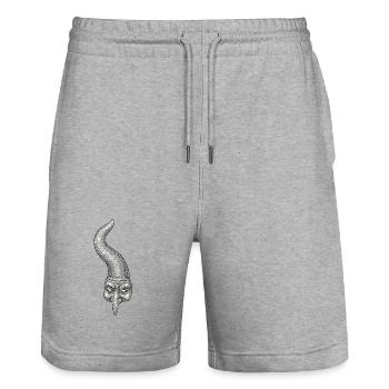 Neapolitanisches Horn mit Strasssteinen - Stanley/Stella Unisex Bio Joggingshorts Trainer  - Grau meliert - Vorne - Nik (191cm) & Marisol (170cm)