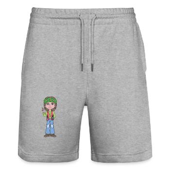 Hippie-Peace-Sign Cooles Mädchen - Stanley/Stella Unisex Bio Joggingshorts Trainer  - Grau meliert - Vorne - Nik (191cm) & Marisol (170cm)