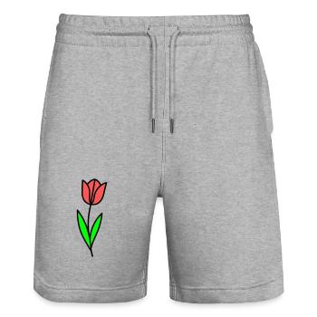 Tulip Flower Blossom Comic - Stanley/Stella Trainer Unisex Organic Jogging Shorts - heather grey - Front - Nik (191cm) & Marisol (170cm)