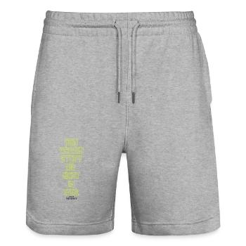 Dein Wissen Steht Dir Nicht Im Weg - Stanley/Stella Unisex Bio Joggingshorts Trainer  - Grau meliert - Vorne - Nik (191cm) & Marisol (170cm)