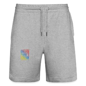 Greece Party Crew Colorful - Stanley/Stella Trainer Unisex Organic Jogging Shorts - heather grey - Front - Nik (191cm) & Marisol (170cm)