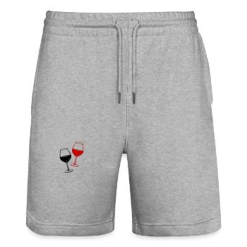 Verre symbole du vin - Short de jogging bio TRAINER Stanley/Stella unisexe - gris chiné - Devant - Nik (191cm) & Marisol (170cm)
