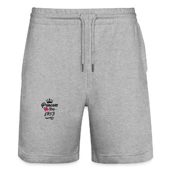 1953 Prinzessin Geburtstag - Stanley/Stella Unisex Bio Joggingshorts Trainer  - Grau meliert - Vorne - Nik (191cm) & Marisol (170cm)