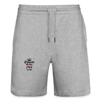 1966 Prinzessin Geburtstag - Stanley/Stella Unisex Bio Joggingshorts Trainer  - Grau meliert - Vorne - Nik (191cm) & Marisol (170cm)