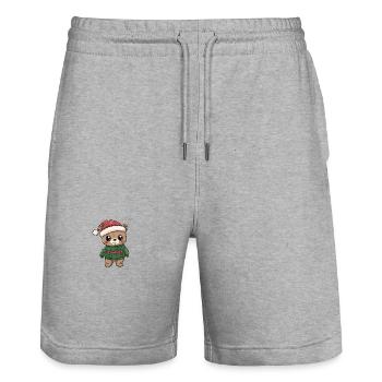 Bear Christmas Comic - Stanley/Stella Trainer Unisex Organic Jogging Shorts - heather grey - Front - Nik (191cm) & Marisol (170cm)