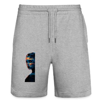 Hiking girl - wandern Frau Mädchen - Stanley/Stella Unisex Bio Joggingshorts Trainer  - Grau meliert - Vorne - Nik (191cm) & Marisol (170cm)