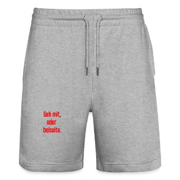 Geh mit oder beiseite - Stanley/Stella Unisex Bio Joggingshorts Trainer  - Grau meliert - Vorne - Nik (191cm) & Marisol (170cm)