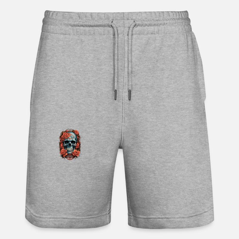Tête de mort fleurie - Short de jogging bio TRAINER Stanley/Stella unisexe - gris chiné