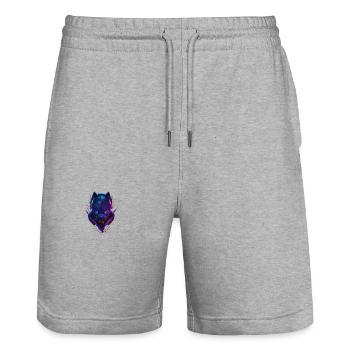 Schwarzer Panter - Stanley/Stella Unisex Bio Joggingshorts Trainer  - Grau meliert - Vorne - Nik (191cm) & Marisol (170cm)