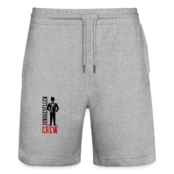 Junggesellen Crew Jga Bräutigam - Stanley/Stella Unisex Bio Joggingshorts Trainer  - Grau meliert - Vorne - Nik (191cm) & Marisol (170cm)